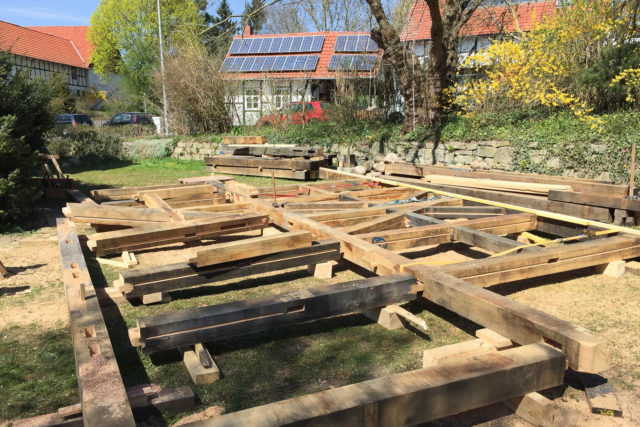 Ryan Baugestaltung Fachwerkhaus Goettingen Foto Bauvorgang Komplettsanierung denkmalgeschuetzes Fachwerk